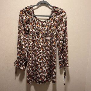 Hollister Long Sleeve Brown Floral Blouse Size XS